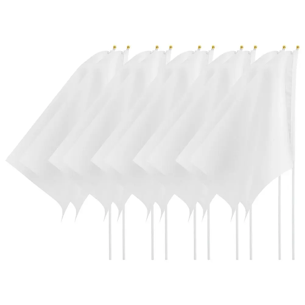 10Pcs DIY Blank Handheld Flags Small Hand Held Signal Flags for Sports Racing Soccer Referee Match Use Sports Equipment