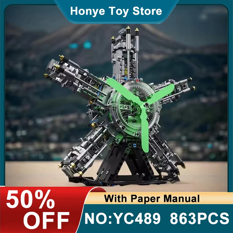 blocs-de-construction-de-technologie-de-moteur-mecanique-moc-yc489-machine-a-assembler-modele-d'ornements-briques-jouets-cadeaux-de-noel-pour-enfants