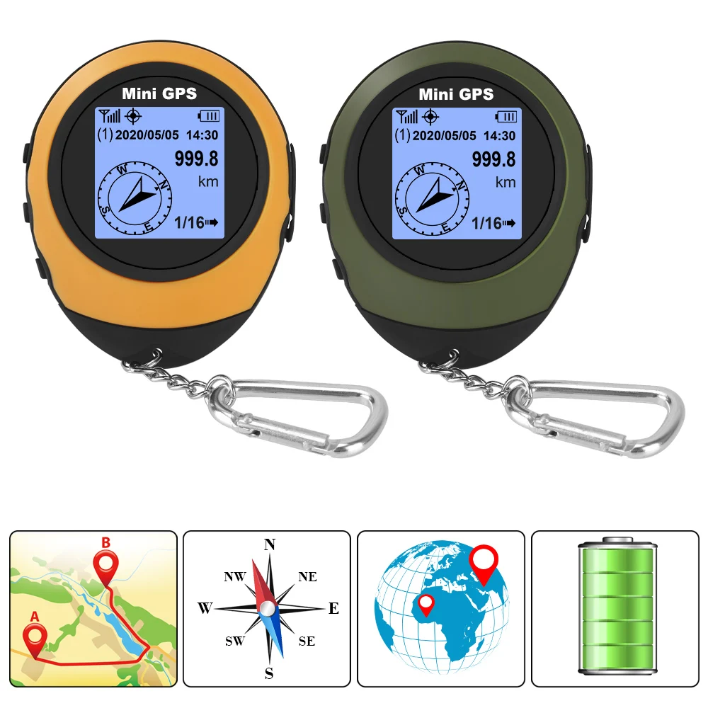 High-Precision Satellite Mini Handheld GPS Coordinates Compass Altitude locator Navigator Outdoor Sports Travel hiking Tracking