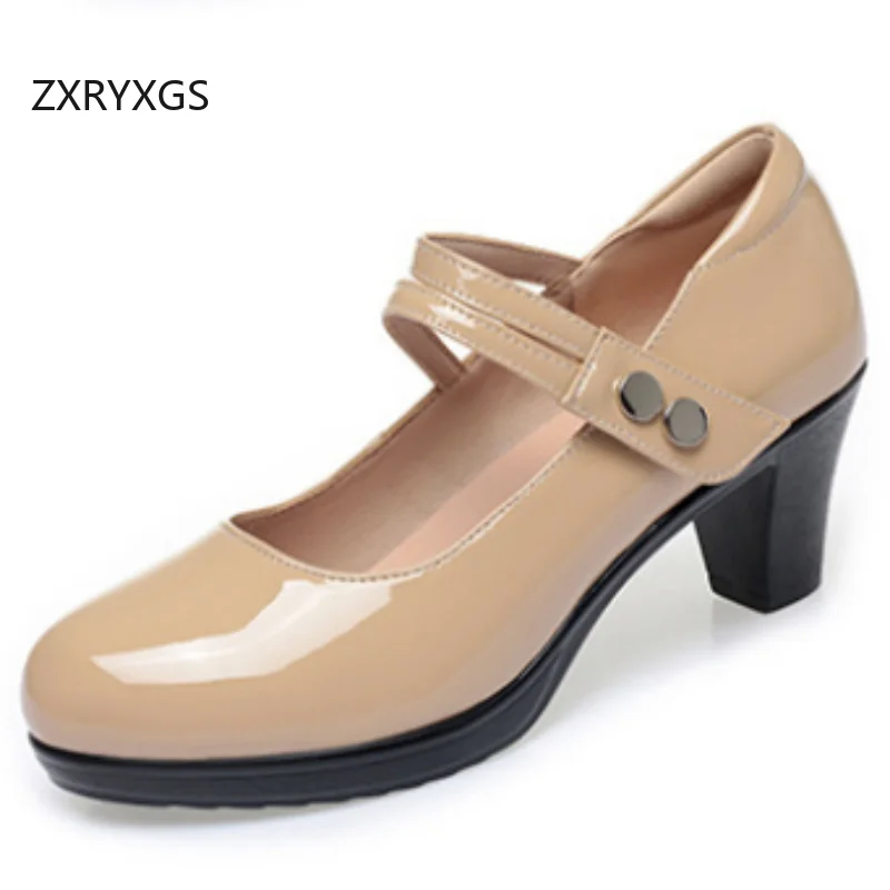 ZXRYXGS Premium Bright Patent Leather Women Pumps 2026 Plus Size Autumn Elegant Temperament Trendy Shoes High Heels 6 / 7.5 Cm