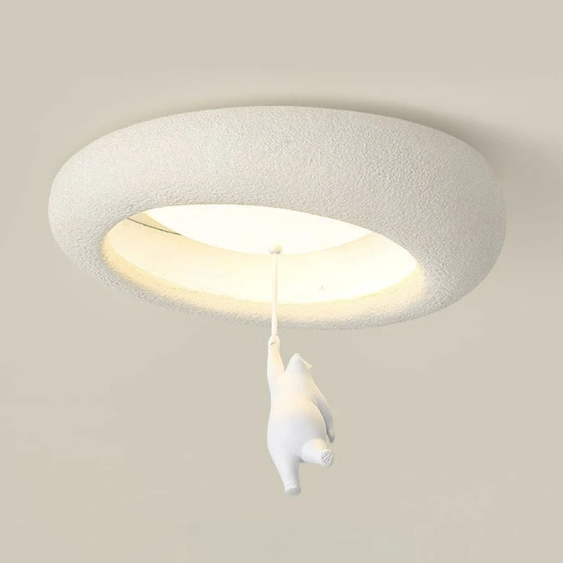 Nordic Cream Style Resin Bear Ceiling Light Simple Eco-friendly Lamp for Kids Bedroom Living Room Corridor Home Decor Lighting