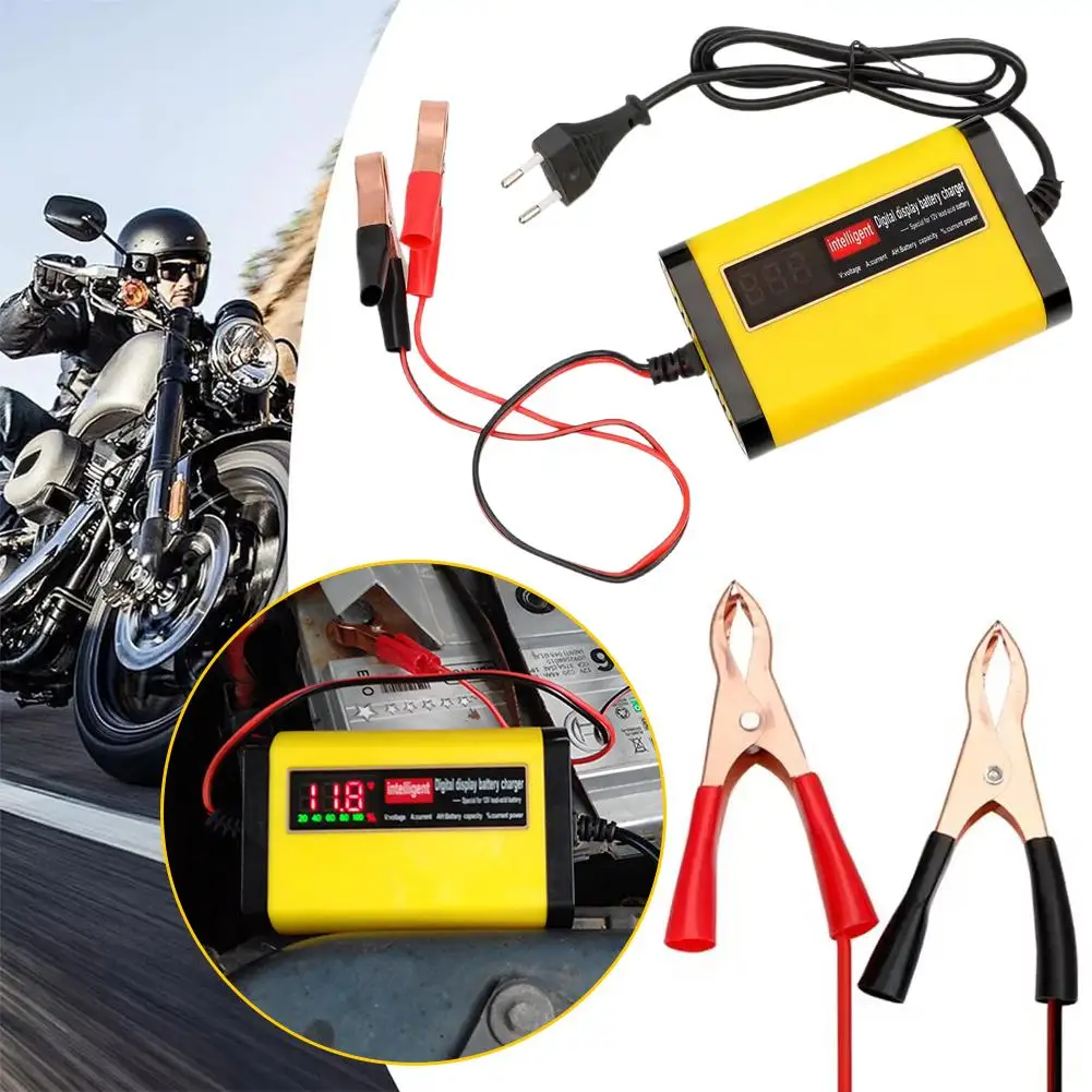 

LCD Digital Display Voltage Motorcycle Battery Charger Motorcycle Fast 2A Charging Battery-chargers Universal 12V Charger Y6T8