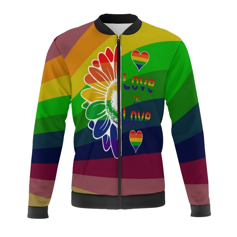 LGBT Gay Rainbow 3d Printed Jackets Bomber Jacket Harajuku Fall And Winter Street Fashion Cool Zipper Tracksuits Male Outerwear