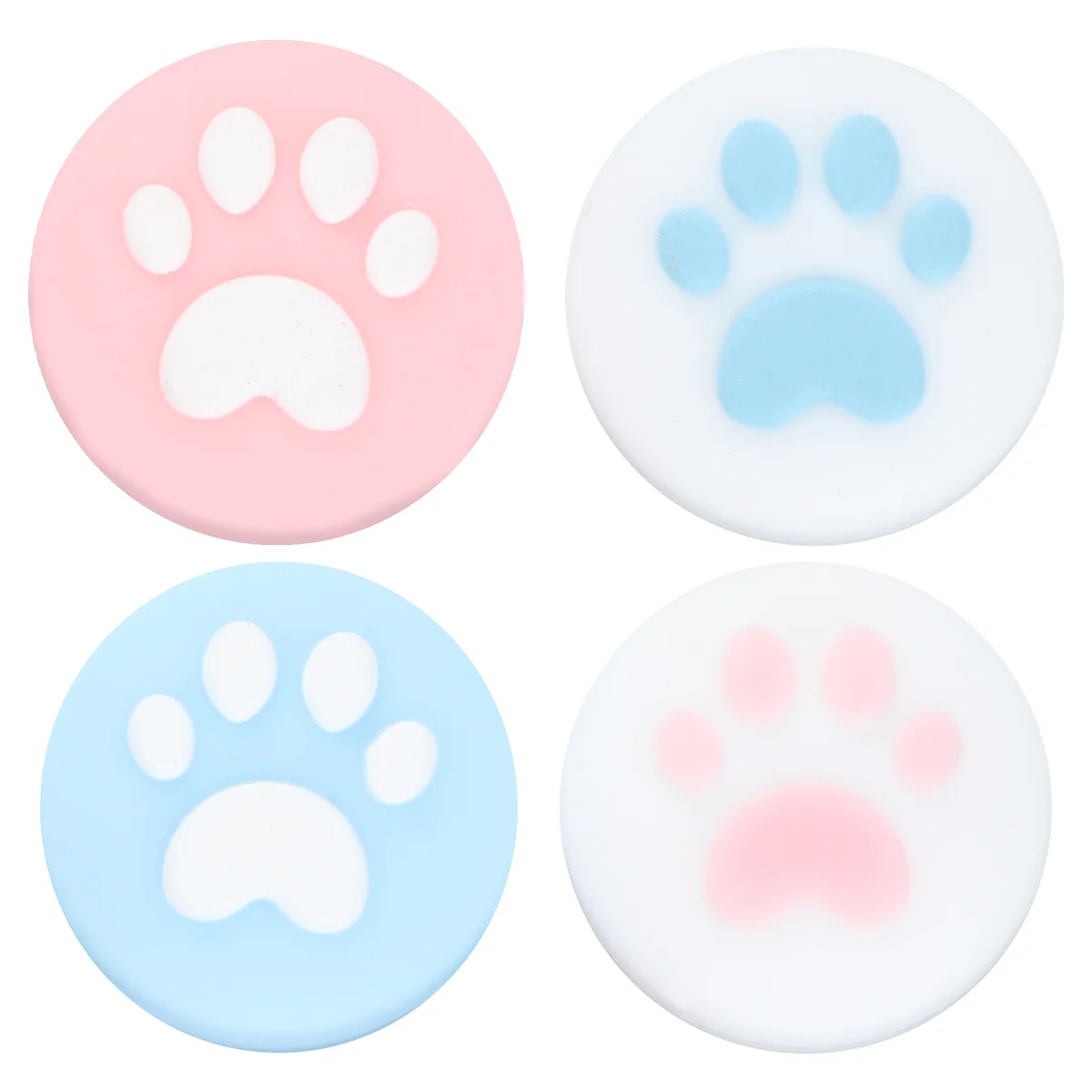 

4Pcs Silicone Joystick Protective Cap Cat Paw Pattern Easy Fit Joystick Grip Button Cover Skin for Game Controllers Blue Pink