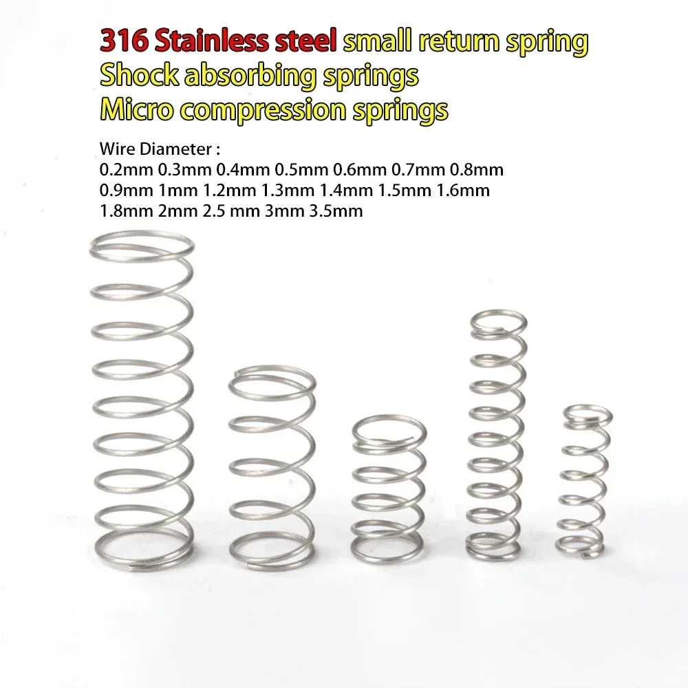 

MSONENS 3pcs 2mm Wire Dia 316 Stainless steel small return spring 10mm~30mm OD Shock absorbing Micro compression springs 60mm~10