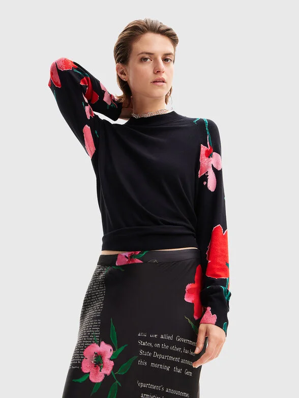 Autumn collaboration embroidered printed crew-neck sweater