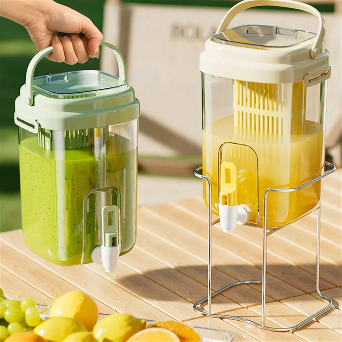 ABLN-Ketel Dingin dengan Keran Kulkas Teko Air Jus Dispenser Minuman Plastik Rumah Wadah Minuman Filter untuk 2L