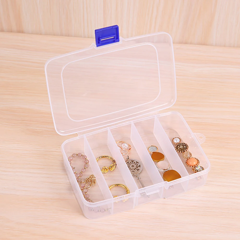 5/6-grid Durable Hair Clips Storage Box Clear Plastic Jewelry Organizer Household Travel Dust Proof Supplies With Dust Proof Lid