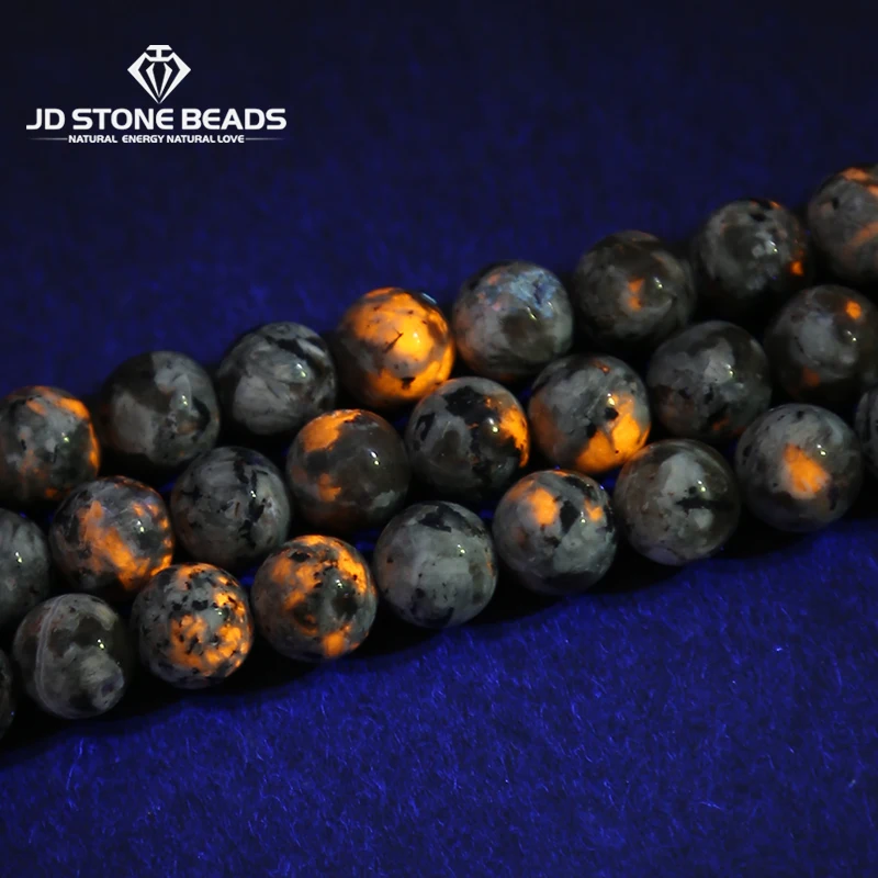 Natural Flame Stone Beads Yooperlite Fire Sodalite Round Loose Spacer Bead for Jewelry Making DIY Bracelet Necklace Accessory