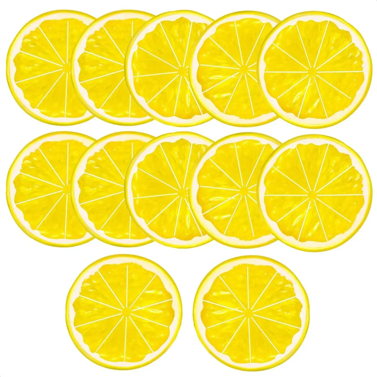 12Pcs Fake Lemon Slices Artificial Fruit Decorations for Party Kitchen Home - 2 Inch Plastic Fruit Toy Kitchen