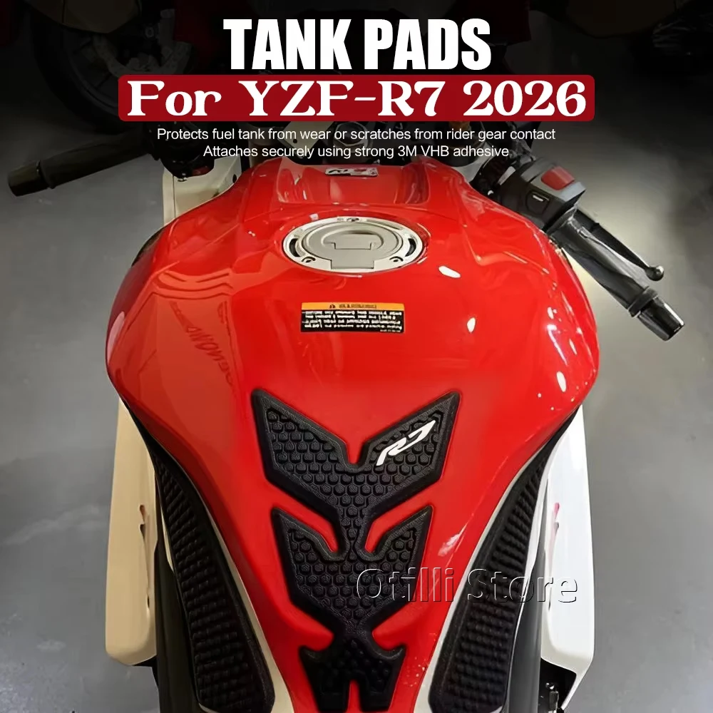 Motorcycle Accessories Tank Pad Side Grips Gas Fuel Oil Knee Protector Stickers Decals For Yamaha YZF-R7 YZFR7 Set