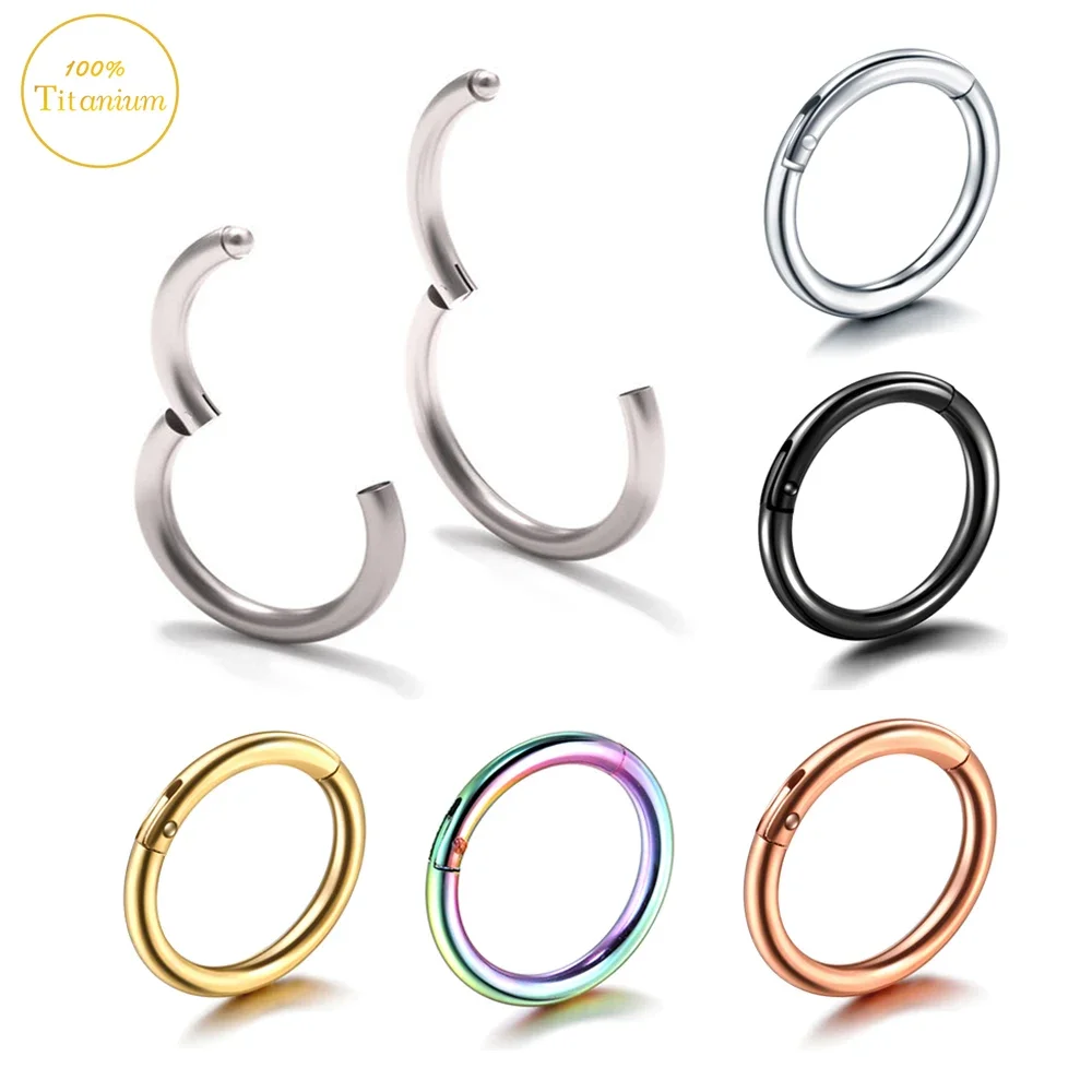 1PC F136 Titanium 16g&14g Hinged Segment Nose Ring Nipple Clicker Ear Cartilage Tragus Helix Lip Piercing Unisex Fashion Jewelry