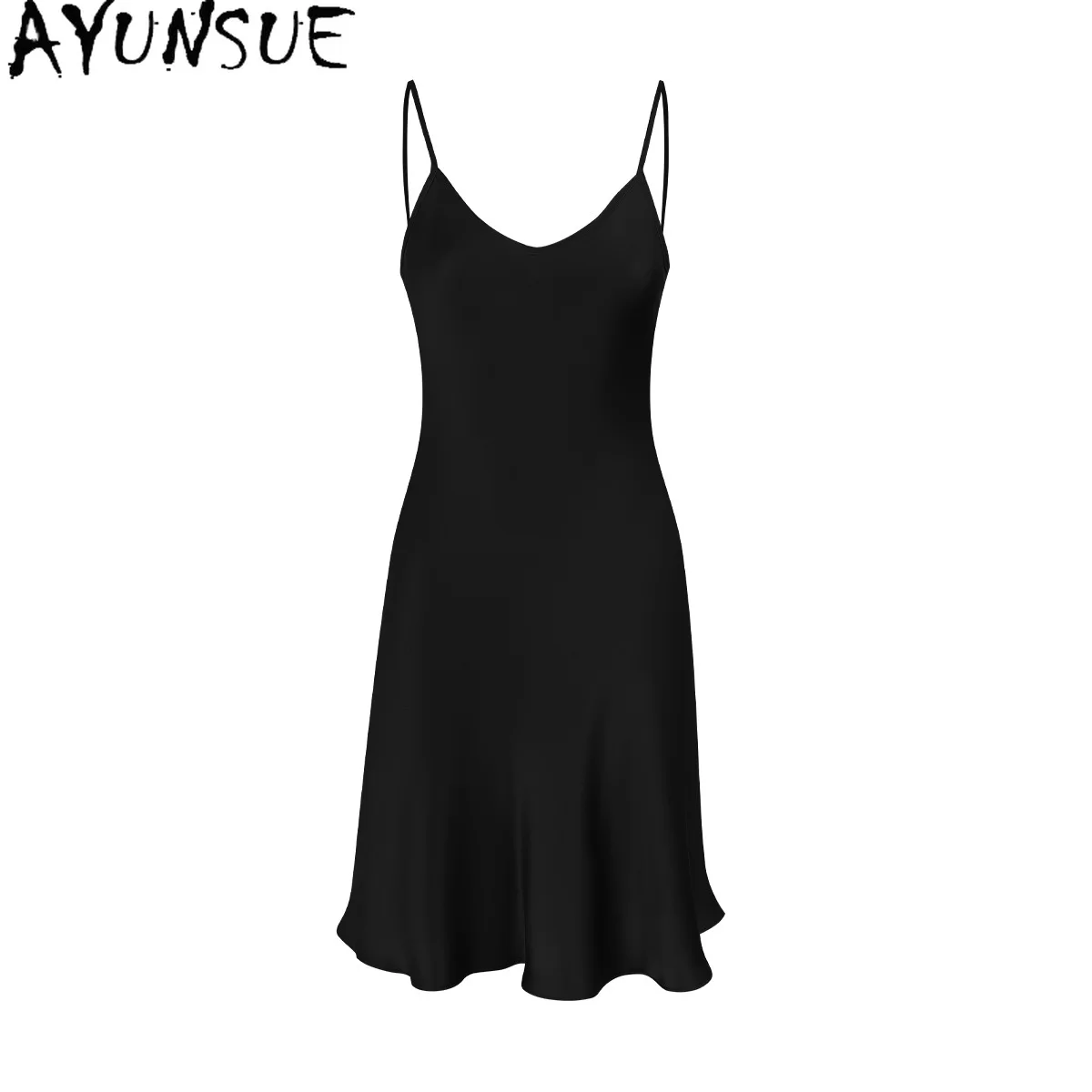 

AYUNSUE 100% Натуральный Шелк (Шелк Тутового Шелкопряда) Сексуальная Ночная Рубашка для Женщин, Летняя Домашняя Одежда, Пижама из Шелка 16ММ, Мини-платья, 2026