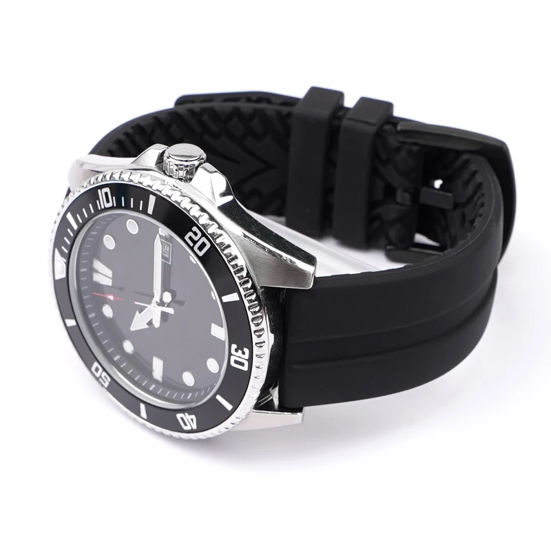 Big Size Silicone Strap 22mm 30mm Men Black Sport Waterproof Rubber Bracelet Stainless Steel Pin Buckle Watch Band Accessories