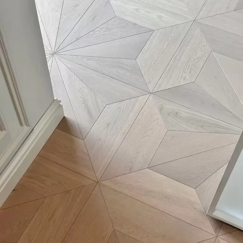 Modern Style High-End Versailles French Cream Oak Parquet Floor Click-Lock Installation for Bedrooms