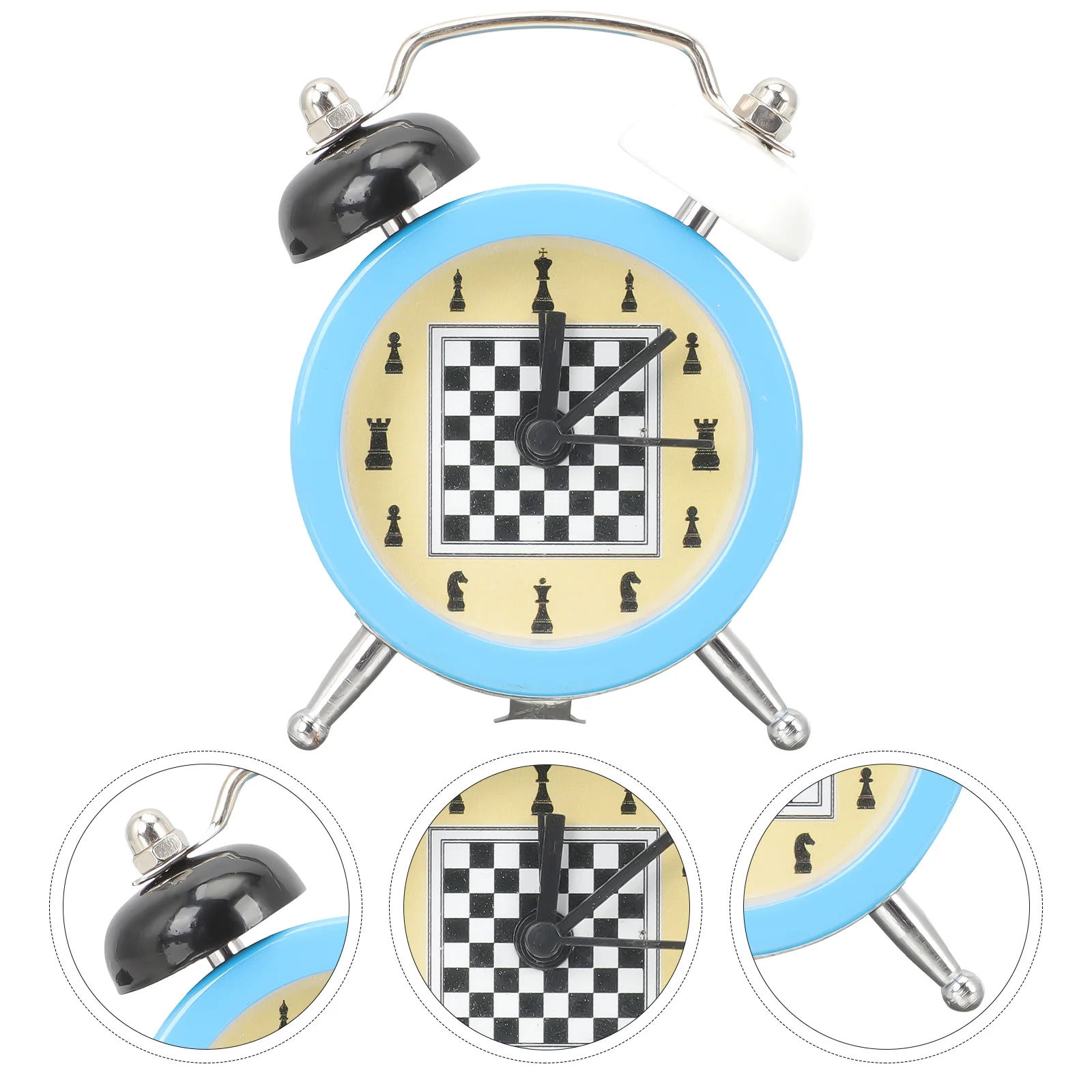 

Mini Operated Chess Alarm Clock Compact Desk Timer Small Silent Table Clock for Bedroom Office Home Table Decor