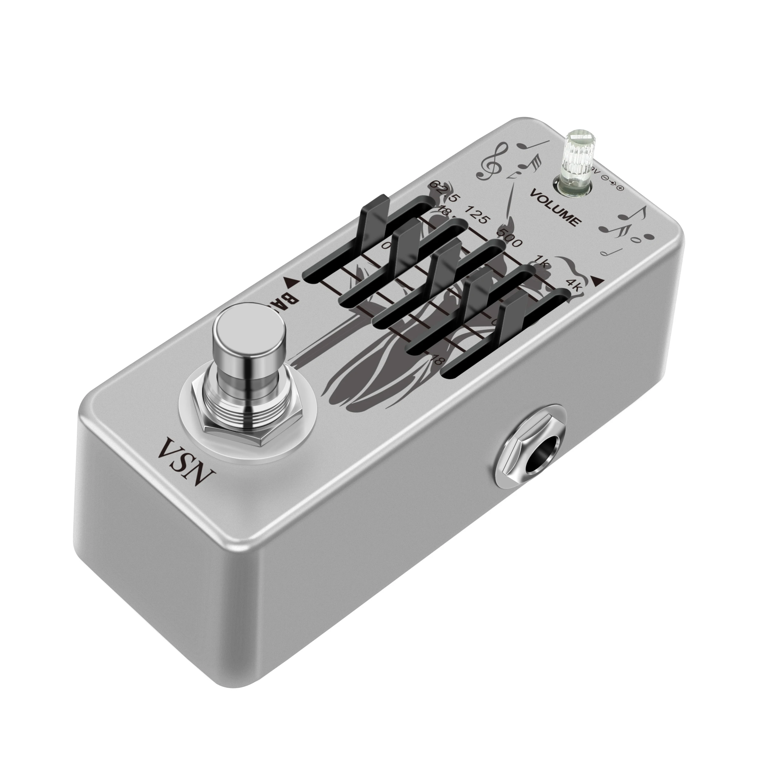 

VSN LEF-317B Педаль бас-эквалайзера 5-полосные педали эквалайзера для бас-гитары с 5-полосным графическим мини-размером True Bypass