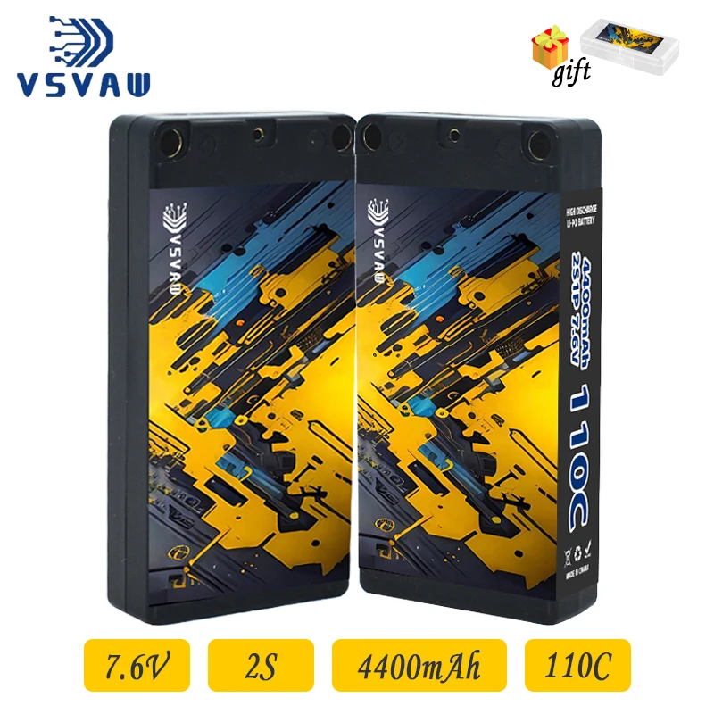 2Pcs Original VSVAW 2S 7.6V 4400mAh 110C/220C Drift Big Foot Remote Control Racing Model Car Tank Toy Hard Shell HV Lipo Battery