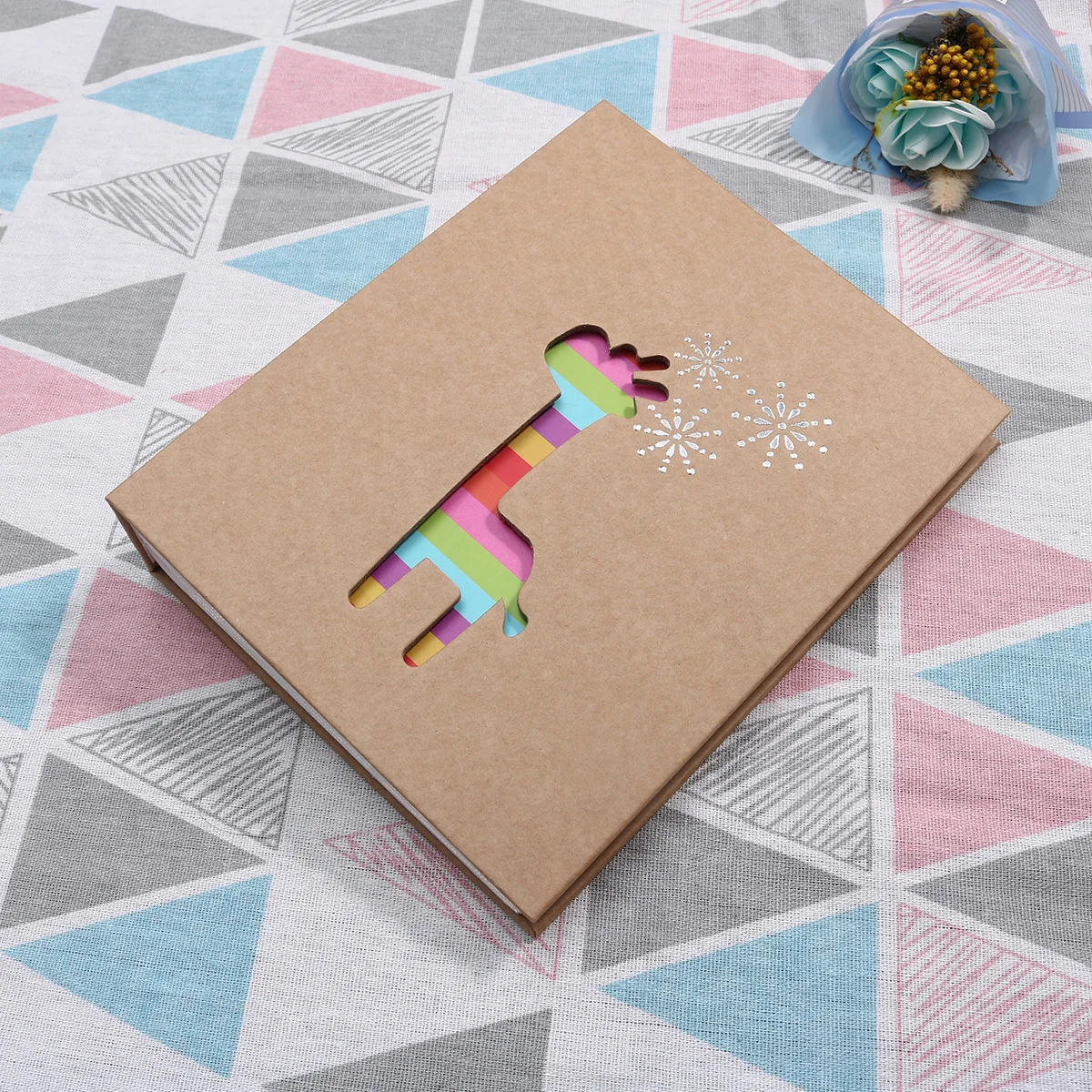 

1pc Children'S Memory Photo Album 100-Slot Cartoon Design For Family Diy Keepsake Gift Deer Pattern Album Storing Photos