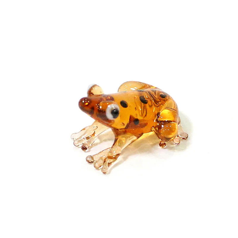 2 Stück Bunte Mini-Glas-Tierfiguren Niedliche Frosch-Miniatur-Statuen Ornamente für Zuhause Tischdekoration Feengarten Bonsai Deko-Zubehör – Detail 25