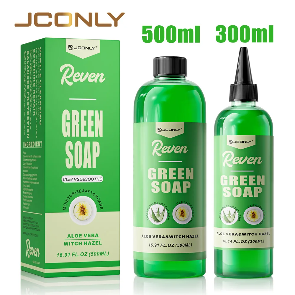 

JCONLY Зеленое мыло для тату, высококонцентрированное, оригинальное, жидкое, для очистки татуировок, с обильной пеной, средство для ухода за татуировками