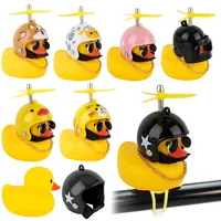 Small Yellow Bike Duck Bicycle bell Luminous Airscrew Helmet Duck Ducky Bicycle Wind Motor Riding Cycling Lights Horn