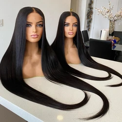 Preplucked Super Long Straight Lace Front Wig Synthetic Hair 13x6  Lace Frontal Wig for Black Women Glueless