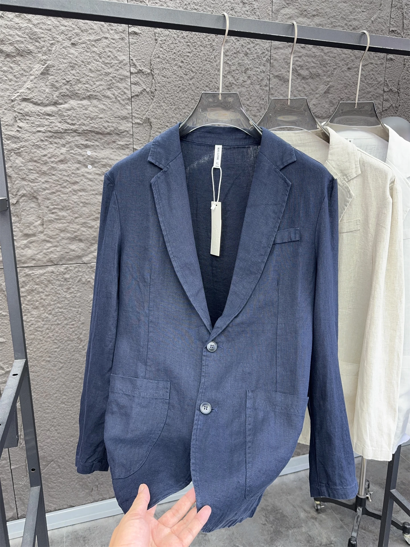 

Svip Luxury Linen Men's Single-breasted Casual Suit Jaet Comfortable Flat Collar Pure Color Autumn Faion Ci Sle