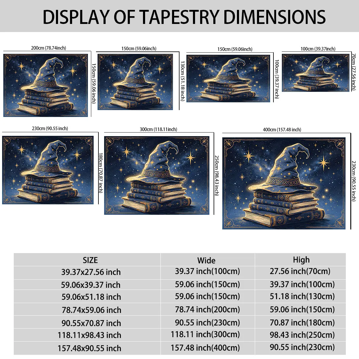 1pc Starry Sky Wizard Hat Magic Book Tapestry Background Wall Decoration Space Pendant Gift Background Curtain