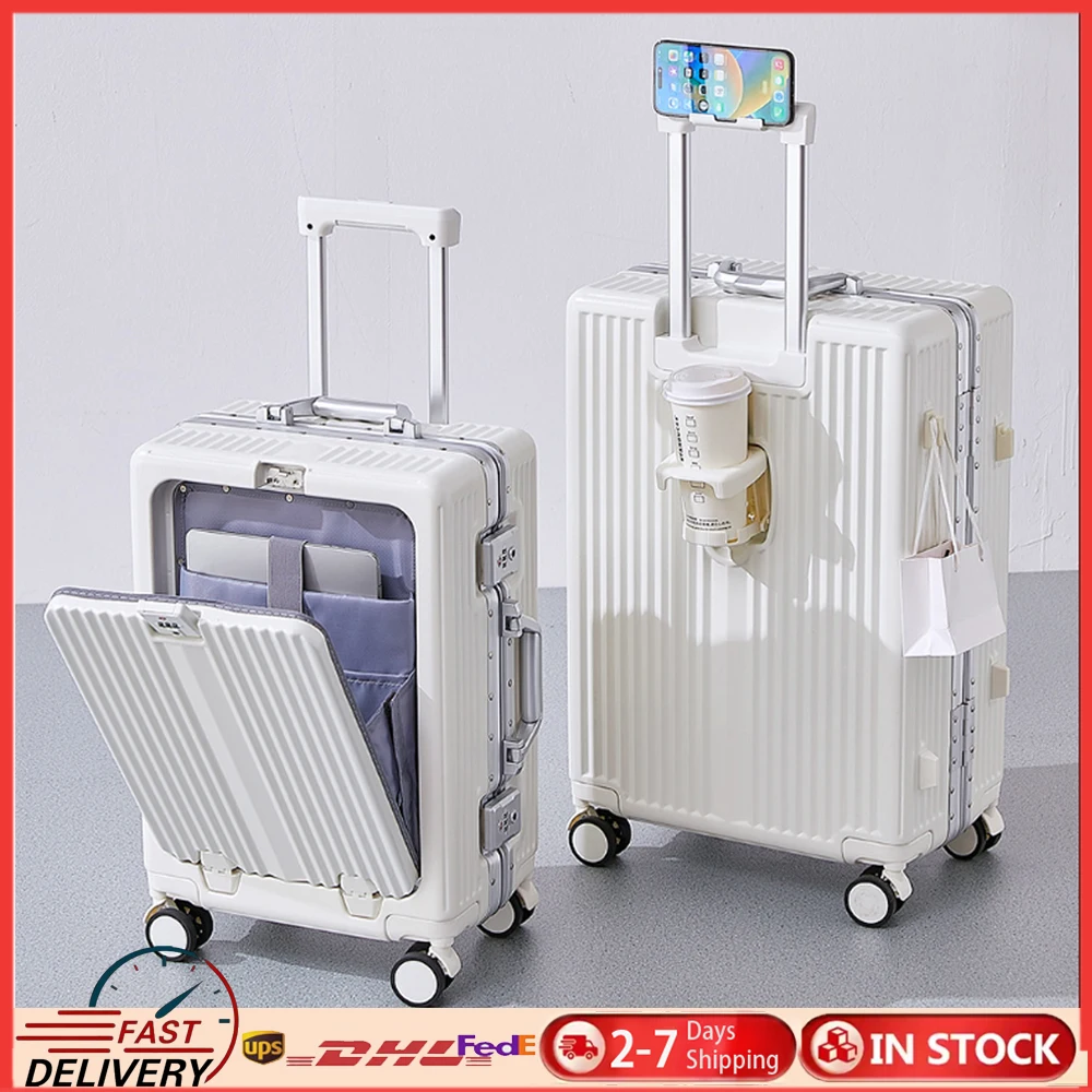 عربة الأمتعة 20 24 بوصة الألومنيوم الإطار المتداول حقيبة أمتعة حقيبة سفر على عجلات قفل مجمع حمل على الأمتعة