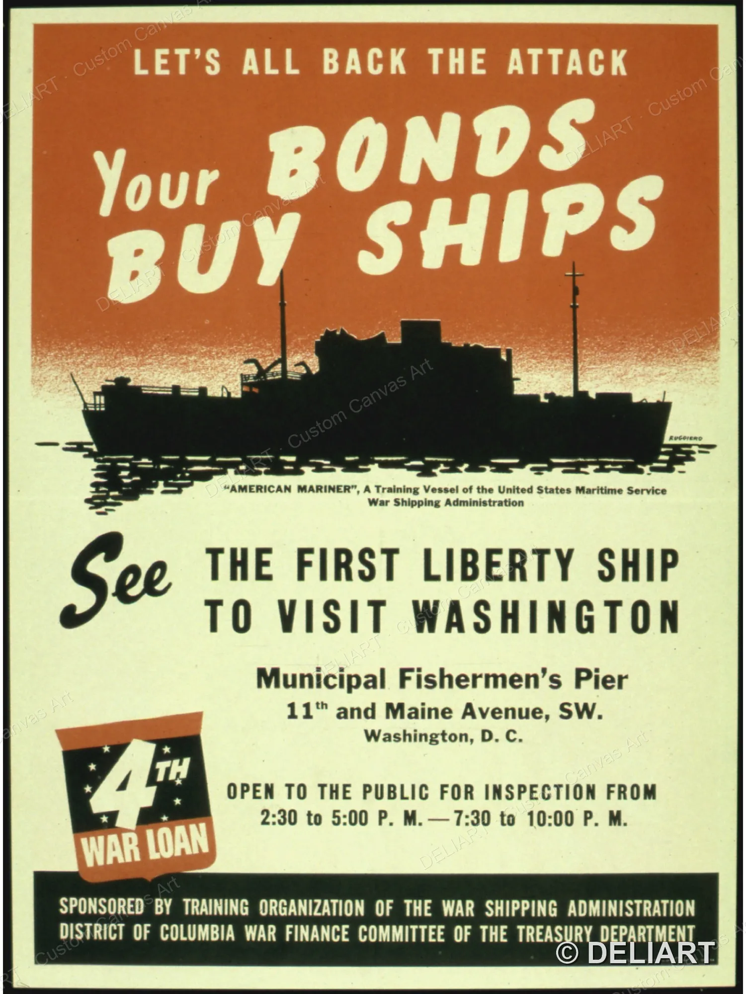 YOUR BONDS BUY SHIP Vintage WWII Propaganda Canvas Wall Art Poster Print 1940s War Effort Military Home Front Retro Unframed