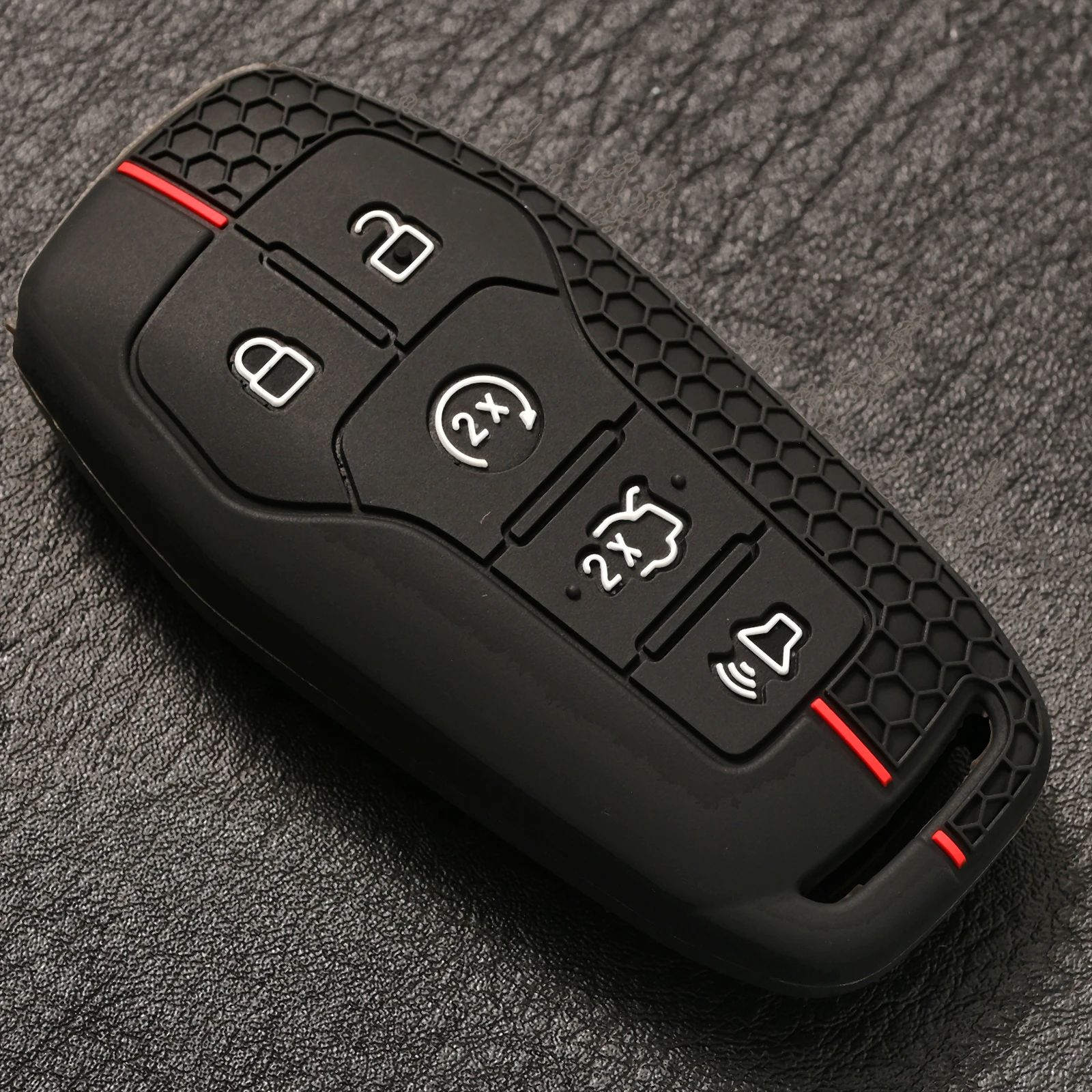 Remote Silicone Car Key Chain Ring Shell Cover Case Holder 5 Button For Ford Explorer Edge Mustang F Series Truck 2015 2016 2017