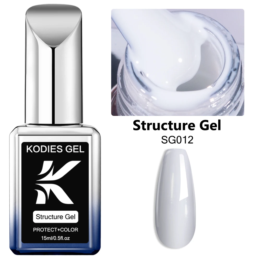 KODIES GEL 15ml Rubber Base Gel Milky White Shimmery Camouflage Gel Nail Polish Semi Permanent UV/LED Construction Manicure Nail