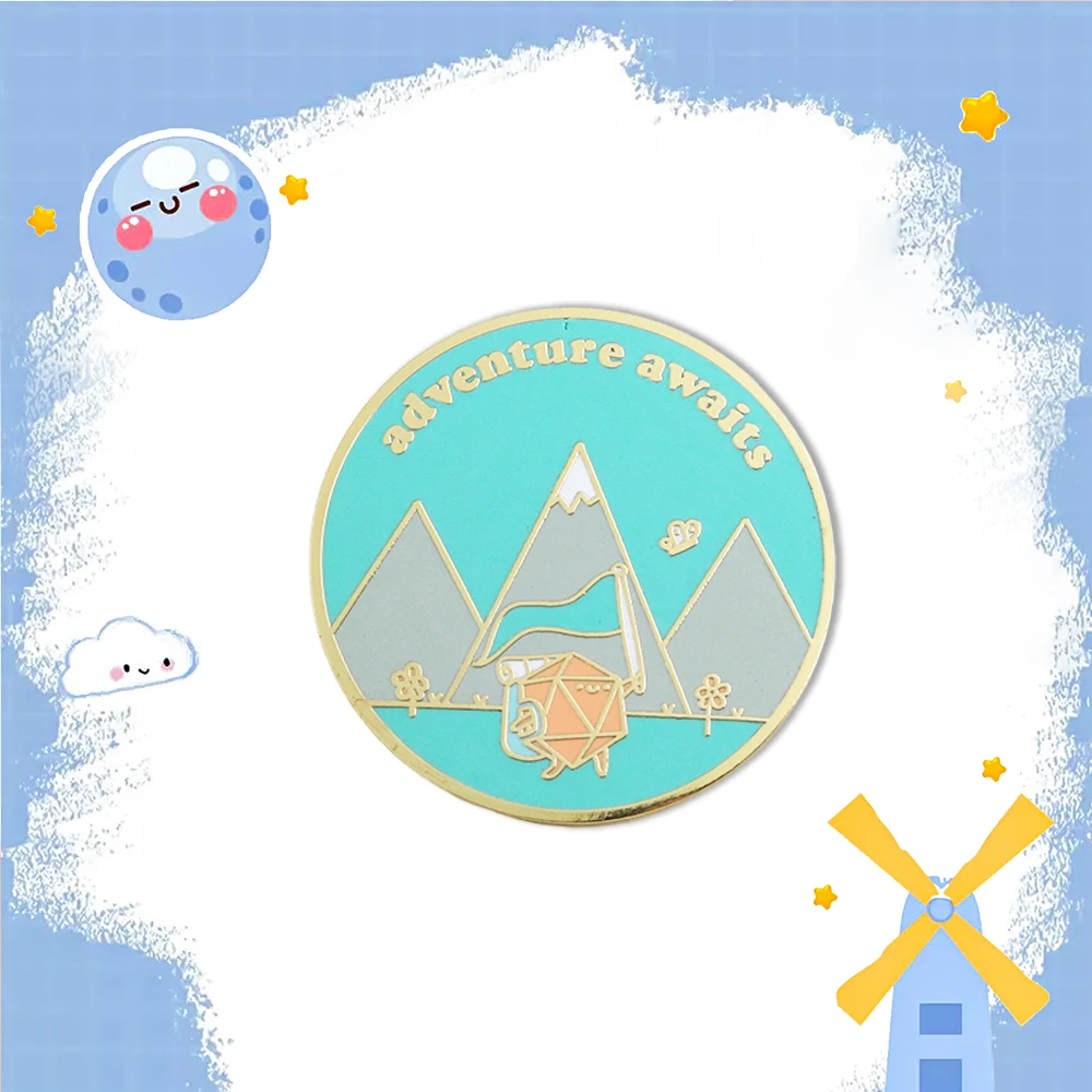 مغامرة ينتظر الصلب المينا دبوس آر بي جي لعبة فيديو المشجعين هدية ل الزنزانة ماستر D & D باثفندر اللاعبين اكسسوارات شارة بروش #6