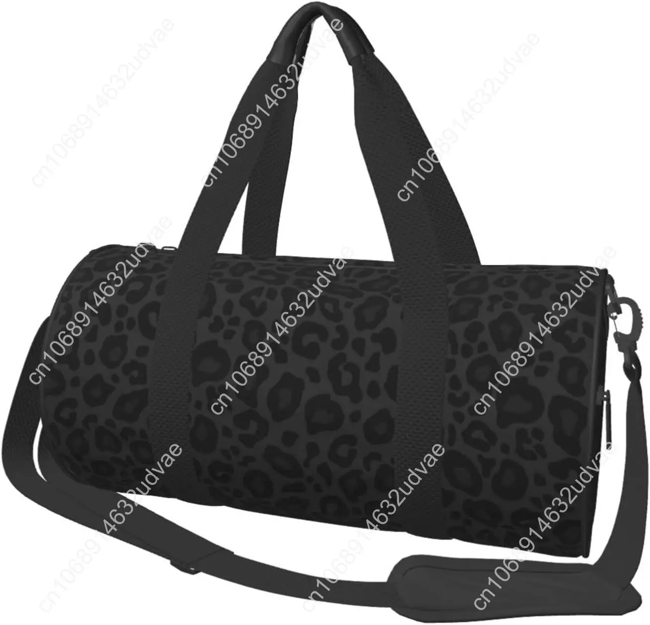 

Leopard Print Black Background Sports Gym Bag Travel Duffel Bag Shoes Compartment For Men Women Foldable Lightweight Yoga Gym Sp
