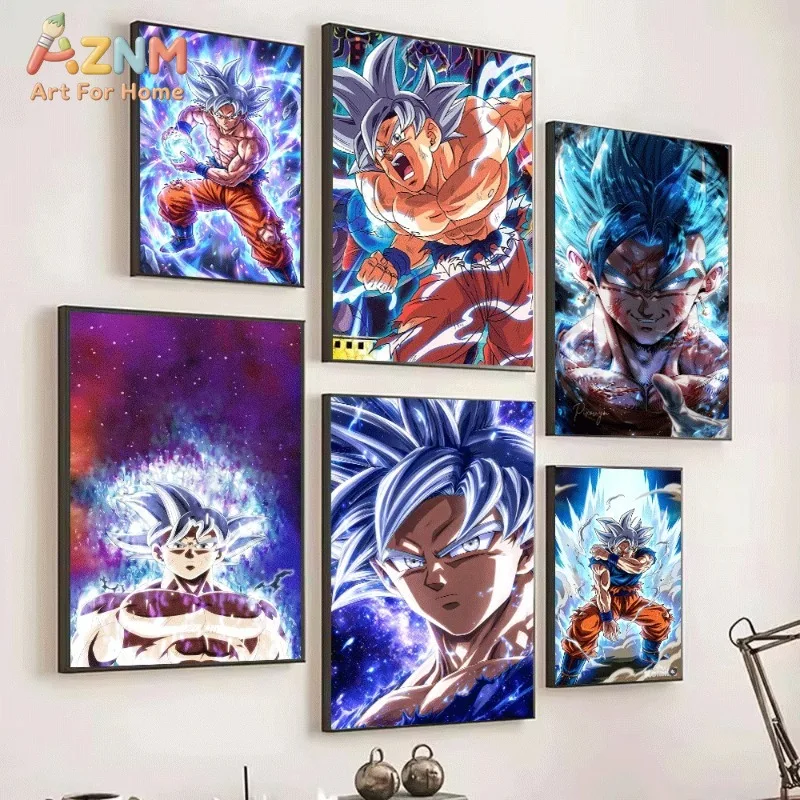 Dragon Ball Goku Ultra Instinct Blue Anime Canvas Wall No Frame Single Canvas Painting Poster Home Living Room Bedroom Picture