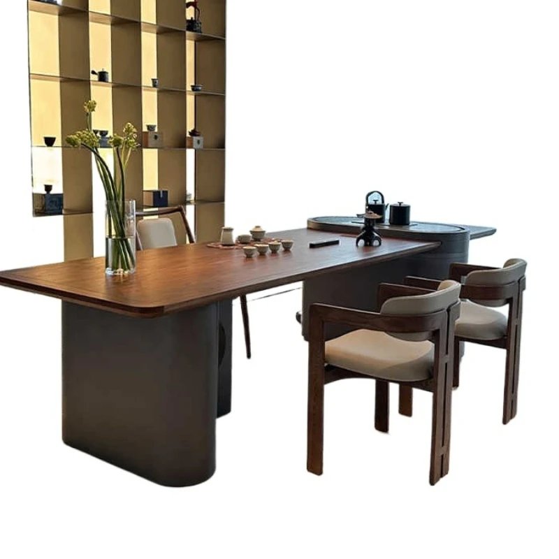 

Light luxury solid wood tea table, black walnut tea table, modern simple office table combination