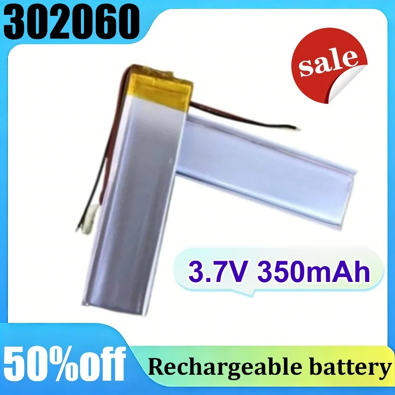 

4PCS 3.7V 302060 Rechargeable Lithium Polymer Battery 350mAh for Reading Pen, Laser Pointer, LED Light