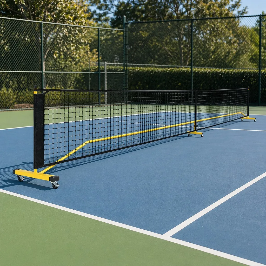 Portable Wheeled Movable Pickleball Net, Indoor Outdoor Training, Detachable Set, Easy Setup, Durable Net System