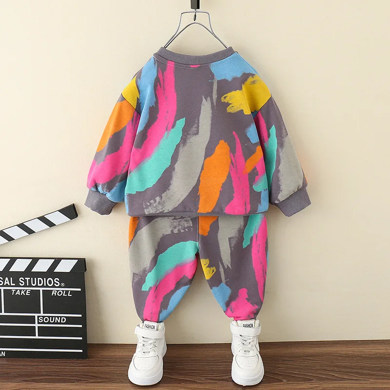 Toddler and Baby Tie Dye Outfits Girls Boys 3D Printed Sweatshirt+Drawstring Pant Sets Children Jogger Set Kids Tracksuit 1-11Yr