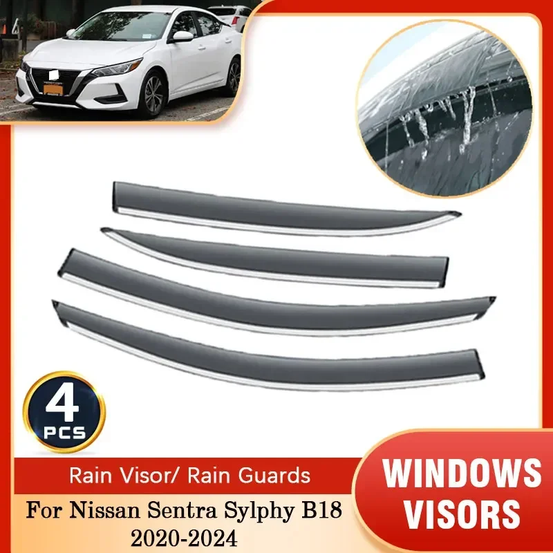 For Nissan Sentra Sylphy B18 2020~2024 Rain Sunshade Window Visor Deflectors Auto Protective Cover Ventilation Awning Accessory