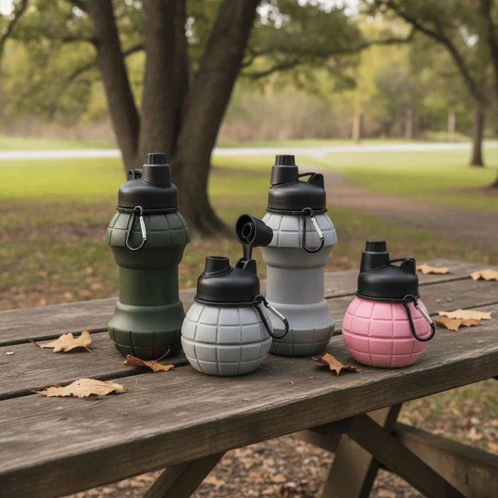 500ml Collapsible Water Bottle Large Capacity Reusable Folding Water Cup Leakproof Silicone Foldable Silicone Cup Hiking