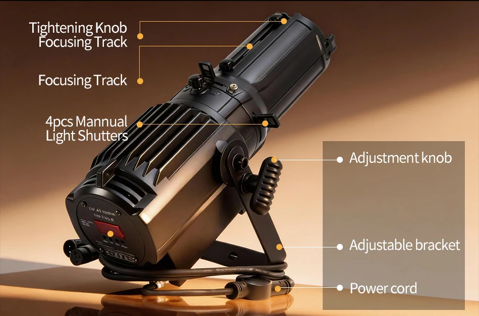 Mini 100W DMX Zoom Profil-Scheinwerfer für Studio, Gobo-Spotlight mit variablem Zoom, Ellipsoidaler DMX LED Leko für Lichtshows, DJ und Clubs – Detail 5