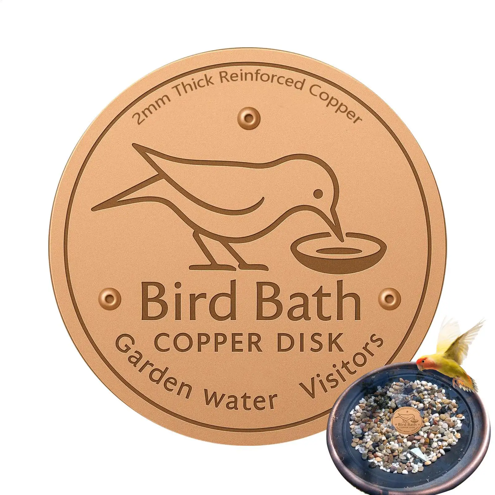 Copper Disk For Bird Bath Metal Cleaner Disks Feeder Accessories Triple-Point Support Purifier Plate For Patio Fountain Garden