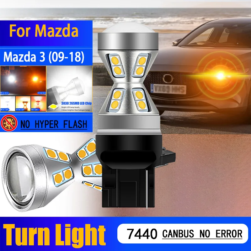 

2PCS T20 WY21W 7440 Canbus LED Turn Signal Light Blinker Bulbs For Mazda 3 BL BM BN 2009-2011 2012 2013 2014 2015 2016 2017 2018