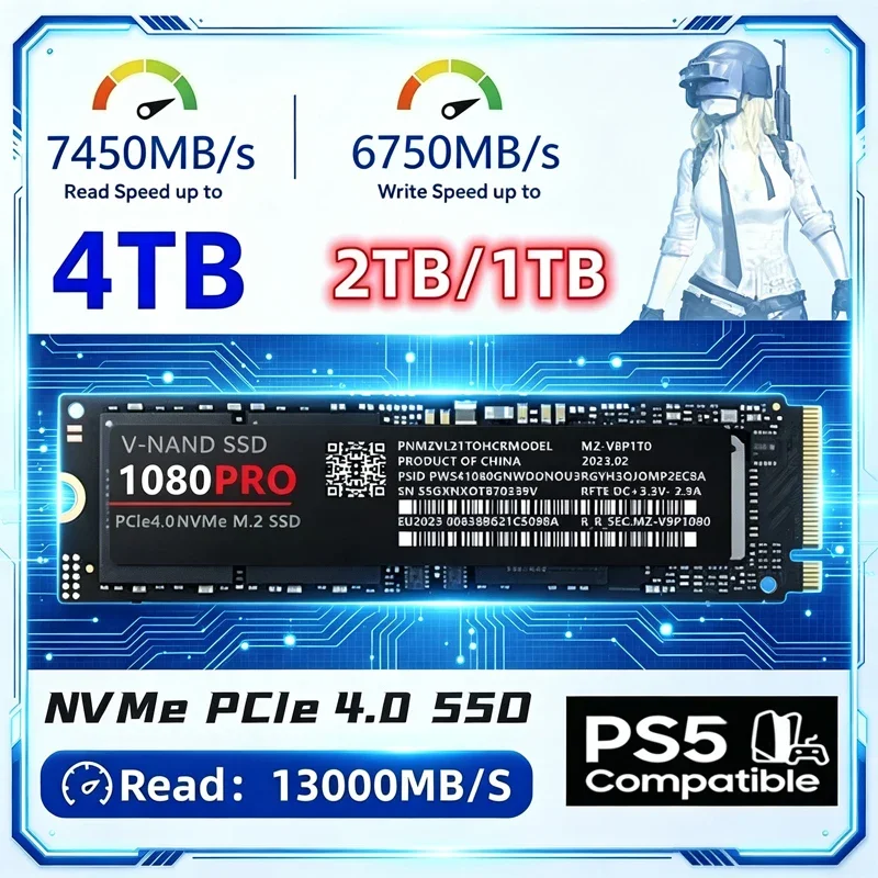 1080PRO Original New M.2 NVMe PCIe 4.0 SSD High Speed Gaming Internal Drive Storage Upgrade For PS5 Laptop Desktop PC
