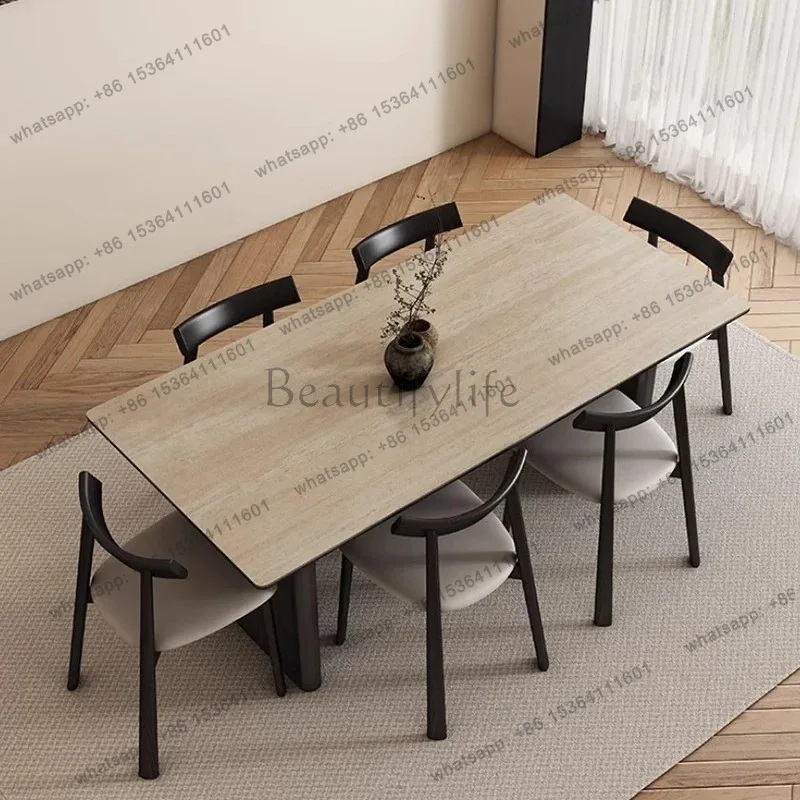 LJY Combination Rectangular Dining Table European Center Restaurant Legs Metal Dining Table High Wood Wohnzimmertisch Furniture