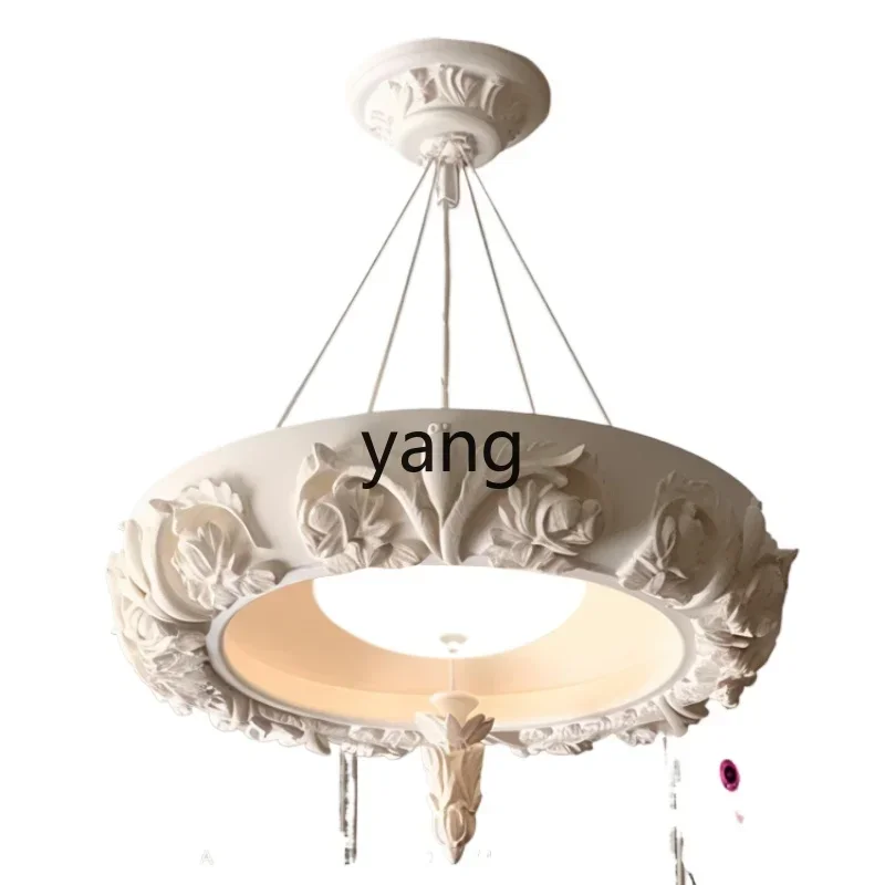 Yjq Chandelier Carved Plaster Retro Living Room Main Lamp Creative Restaurant Lamps