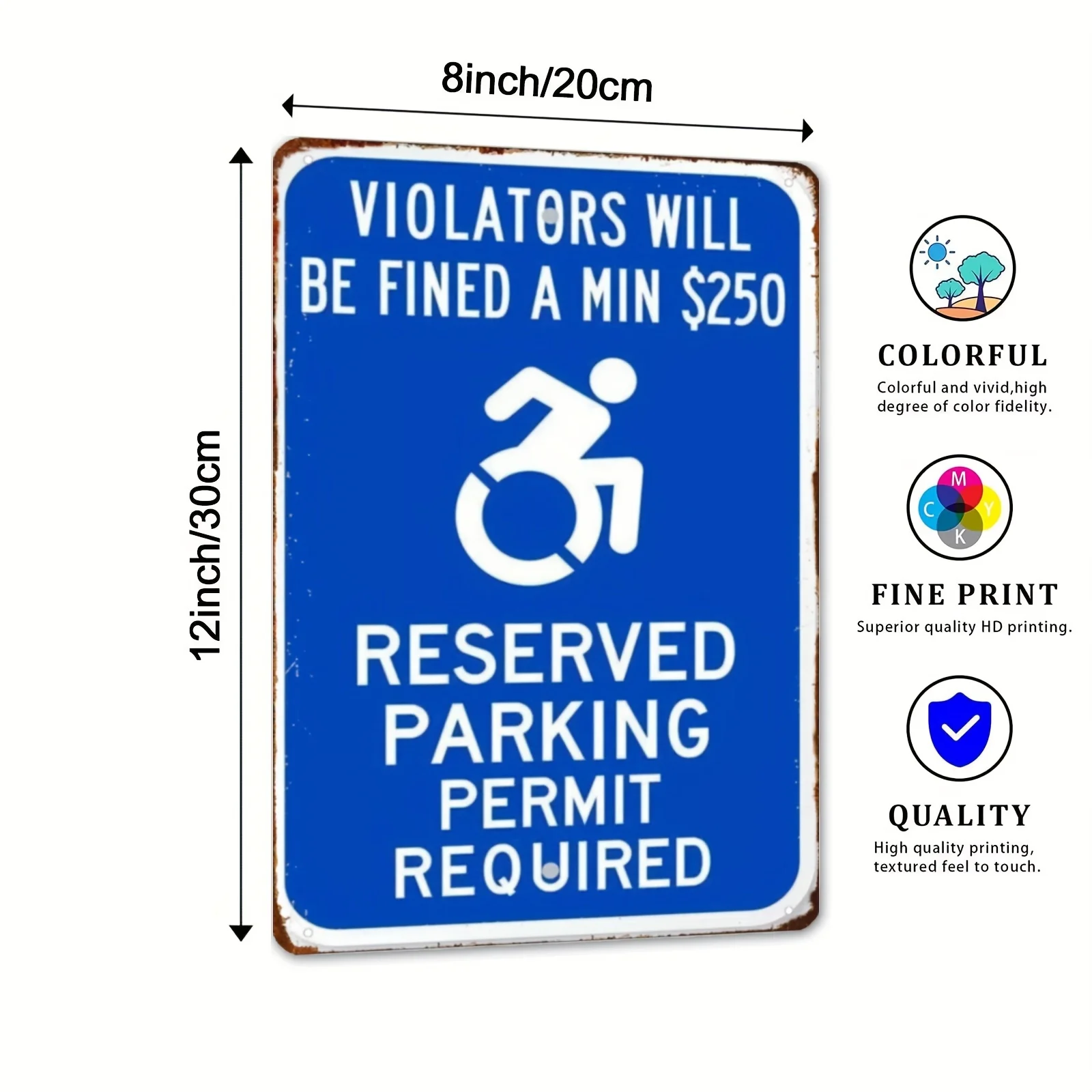 مسطح ثنائي الأبعاد - سيتم تطعيم قاتل ADA بقيمة 250 دولارًا، لافتة معدنية لوقوف السيارات محفوظة، ديكور فني جداري حديدي مقاوم للماء مقاس 8 × 12 بوصة