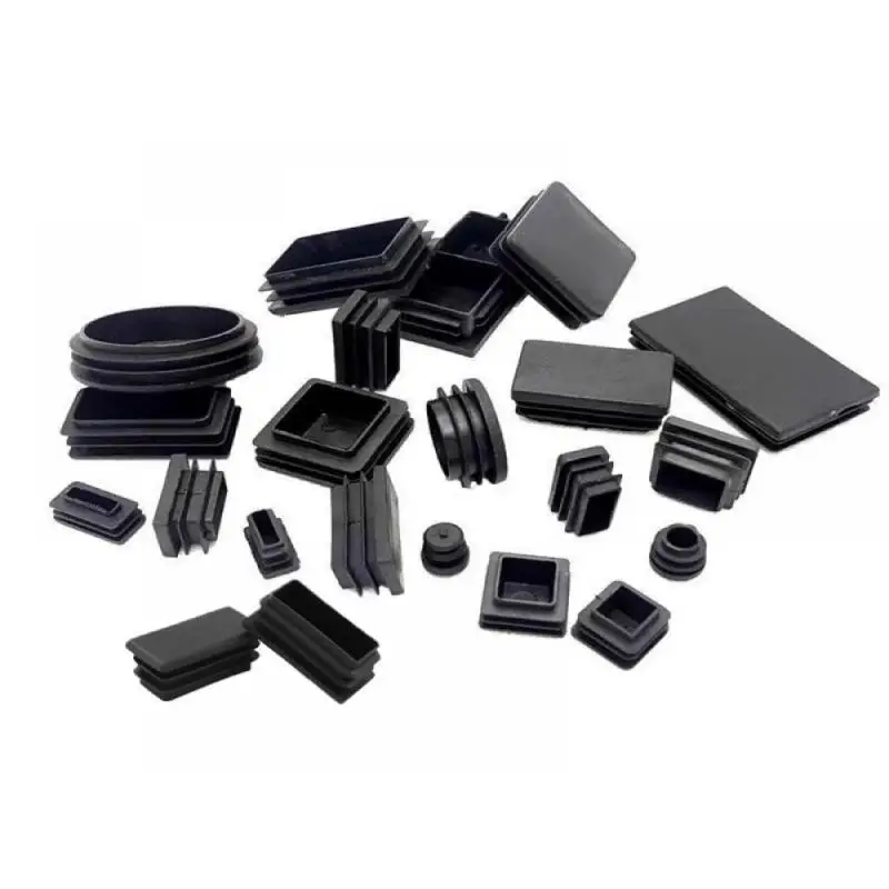 10/16pcs Black Plastic Round/Square Tube End Caps, Plastic Anti-Skid Furniture Leg Floor Protection Plug Cover